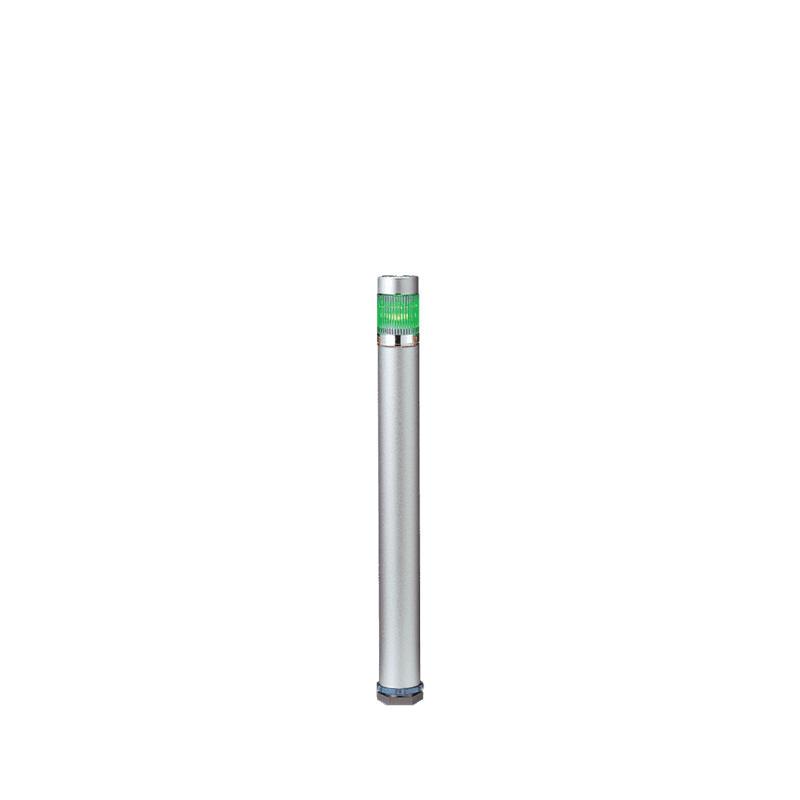Patlite ME-102A-G 25mm 1-Tier LED Signal Tower, 24V DC, NPN, continuous only, direct mount, clear lens, 200mm long silver aluminum body LED mod: Green Patlite ME-102A-G 25mm 1-Tier LED Signal Tower, 24V DC, NPN, continuous only, direct mount, clear lens, 200mm long silver aluminum body LED mod: Green