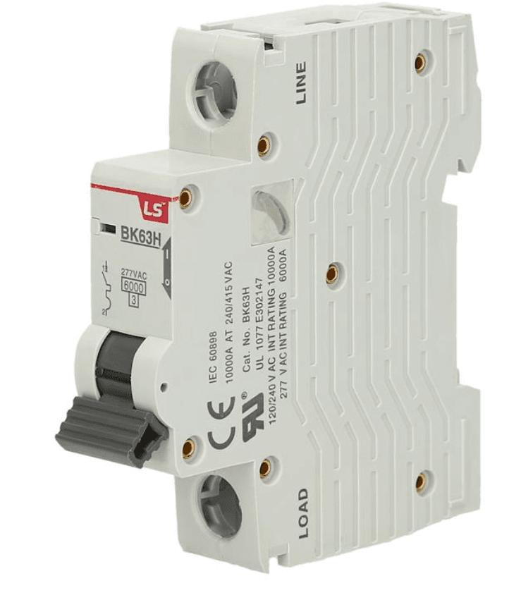 LS Electric BK63H 1P C5A 6KA 277VAC UL1077 Miniature circuit breaker, UL1077, 1 pole, Operating voltage: 277 V AC, Current rating: 5 A, SCCR: 6 kA, Trip curve: C LS Electric BK63H 1P C5A 6KA 277VAC UL1077 Miniature circuit breaker, UL1077, 1 pole, Operating voltage: 277 V AC, Current rating: 5 A, SCCR: 6 kA, Trip curve: C