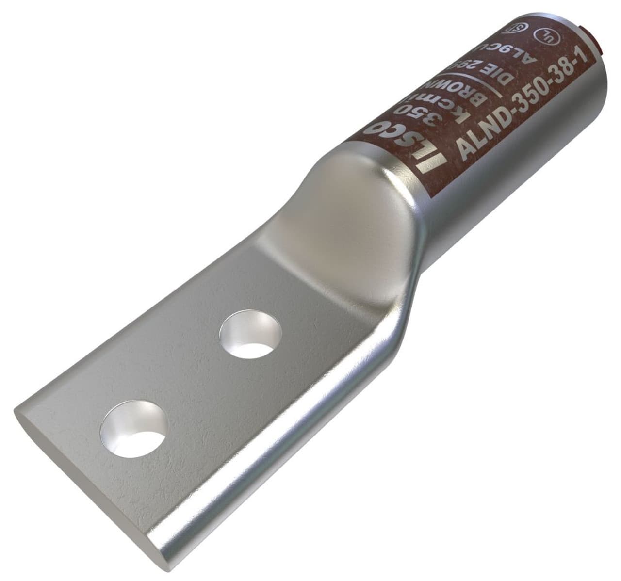 Ilsco ALND-2/0-12-134 35 kV, 2/0 AWG Stranded, 1/2" Stud, 5.025" L, 1-3/4" Mounting Hole Spacing, Silver, Electro Tin Plated Aluminum Alloy, 2-Hole, Long Barrel, Standard Tang Ilsco ALND-2/0-12-134 35 kV, 2/0 AWG Stranded, 1/2" Stud, 5.025" L, 1-3/4" Mounting Hole Spacing, Silver, Electro Tin Plated Aluminum Alloy, 2-Hole, Long Barrel, Standard Tang