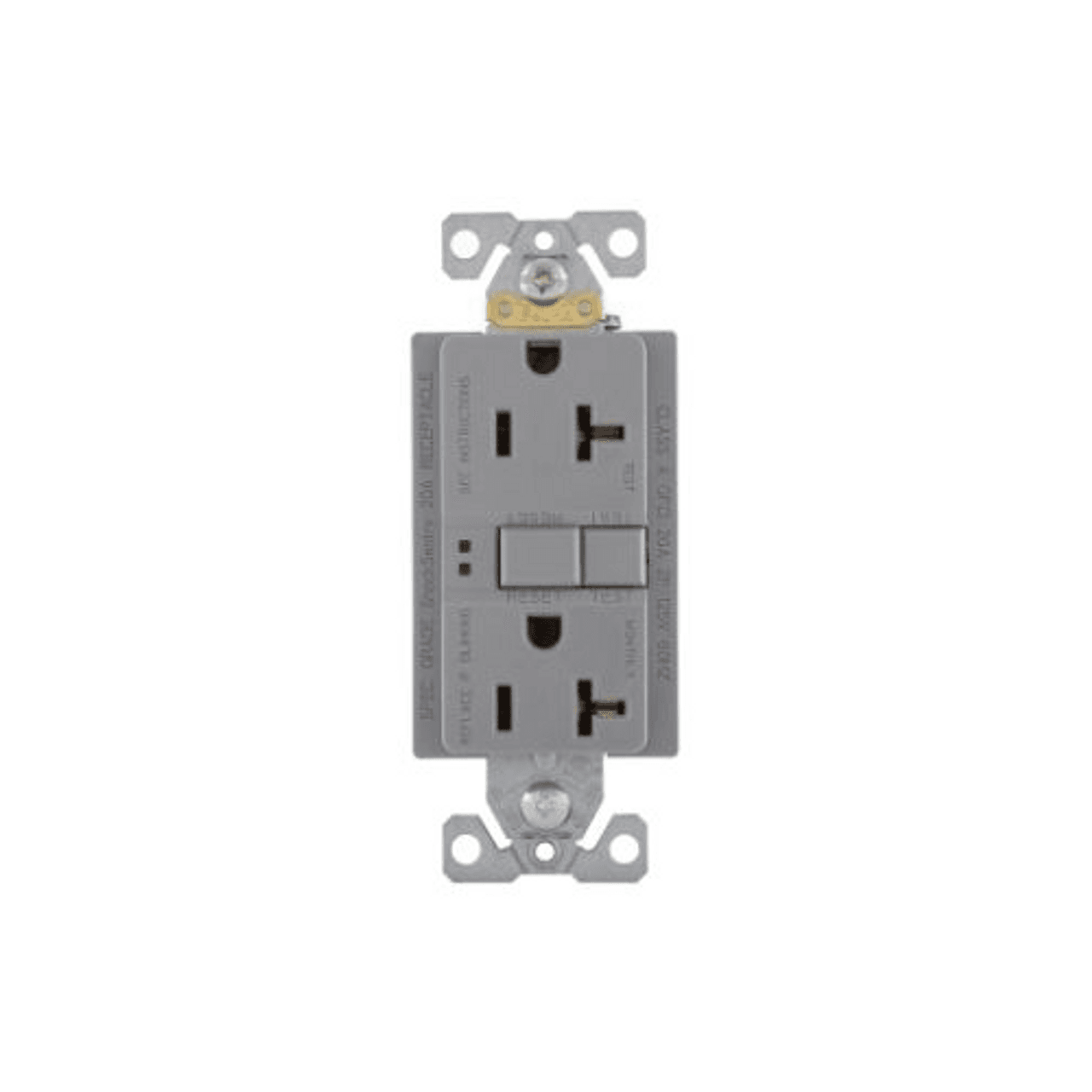 Eaton SGF20GY SGF20GY Eaton - Eaton GFCI receptacle,Self-test,#14 - 10 AWG,20A,Residential,Commercial,Flush,125 V,GFCI,Back and side wire,Gray,Brass,Receptacle,Polycarbonate,5-20R,Two-pole, three-wire, grounding Eaton SGF20GY SGF20GY Eaton - Eaton GFCI receptacle,Self-test,#14 - 10 AWG,20A,Residential,Commercial,Flush,125 V,GFCI,Back and side wire,Gray,Brass,Receptacle,Polycarbonate,5-20R,Two-pole, three-wire, grounding