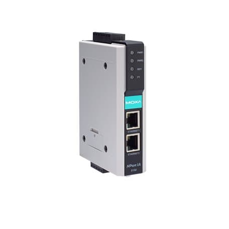 Moxa NPORT IA-5150 1-port RS-232/422/485 device server with 2 10/100BaseT(X) ports (RJ45 connectors, single IP), 0 to 55°C operating temperature Moxa NPORT IA-5150 1-port RS-232/422/485 device server with 2 10/100BaseT(X) ports (RJ45 connectors, single IP), 0 to 55°C operating temperature
