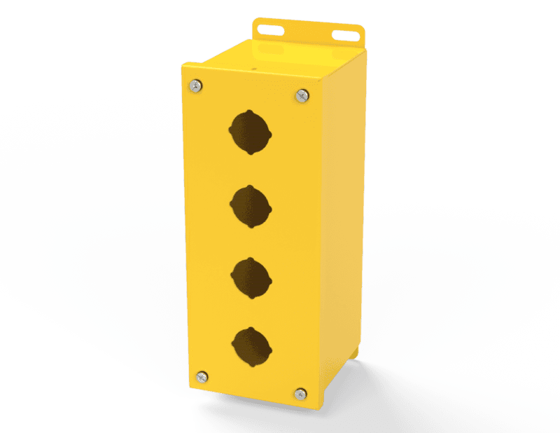 Saginaw Control SCE-4PBX-RAL1018 PBX Enclosure, Height:10.00", Width:4.00", Depth:4.75", RAL 1018 Yellow powder coat inside and out. Saginaw Control SCE-4PBX-RAL1018 PBX Enclosure, Height:10.00", Width:4.00", Depth:4.75", RAL 1018 Yellow powder coat inside and out.