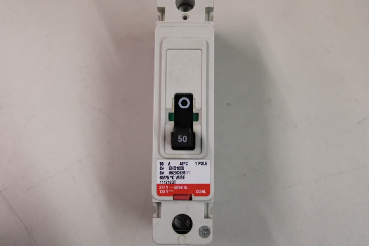 Eaton EHD1050 EHD1050 Eaton - Eaton Series C complete molded case circuit breaker, F-frame, EHD, Complete breaker, Fixed thermal, Fixed magnetic trip type, Single-pole, 50 A, Load side, 50/60 Hz Eaton EHD1050 EHD1050 Eaton - Eaton Series C complete molded case circuit breaker, F-frame, EHD, Complete breaker, Fixed thermal, Fixed magnetic trip type, Single-pole, 50 A, Load side, 50/60 Hz