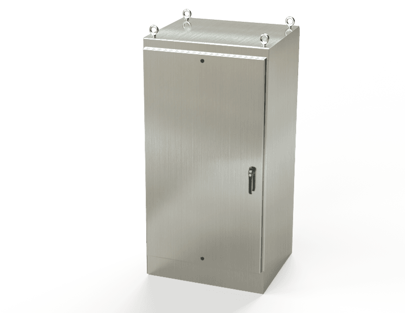 Saginaw Control SCE-72EL3630SS6FS S.S. EL FS Enclosure, Height:72.00", Width:36.00", Depth:30.00", #4 brushed finish on all exterior surfaces. Optional sub-panels are powder coated white. Saginaw Control SCE-72EL3630SS6FS S.S. EL FS Enclosure, Height:72.00", Width:36.00", Depth:30.00", #4 brushed finish on all exterior surfaces. Optional sub-panels are powder coated white.