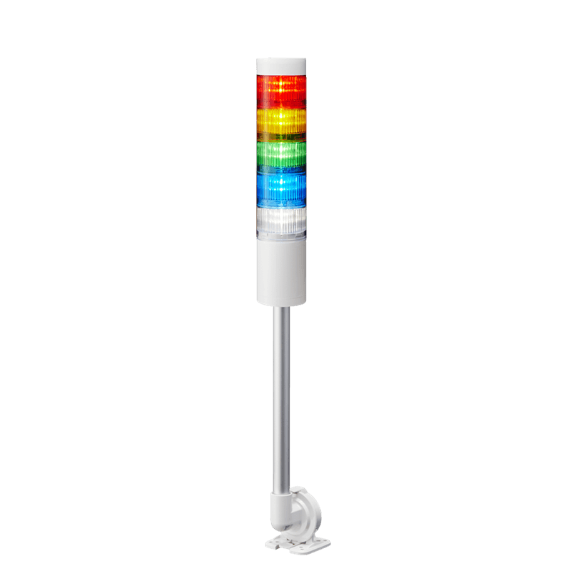 Patlite LR6-502QJNW-RYGBC 60mm, 5-tier Signal Tower, 24V DC, Pole Mount with Folding Bracket and Cable, No Flashing/Buzzer, Off-white body, Red, Amber, Green, Blue and White LED Modules Patlite LR6-502QJNW-RYGBC 60mm, 5-tier Signal Tower, 24V DC, Pole Mount with Folding Bracket and Cable, No Flashing/Buzzer, Off-white body, Red, Amber, Green, Blue and White LED Modules