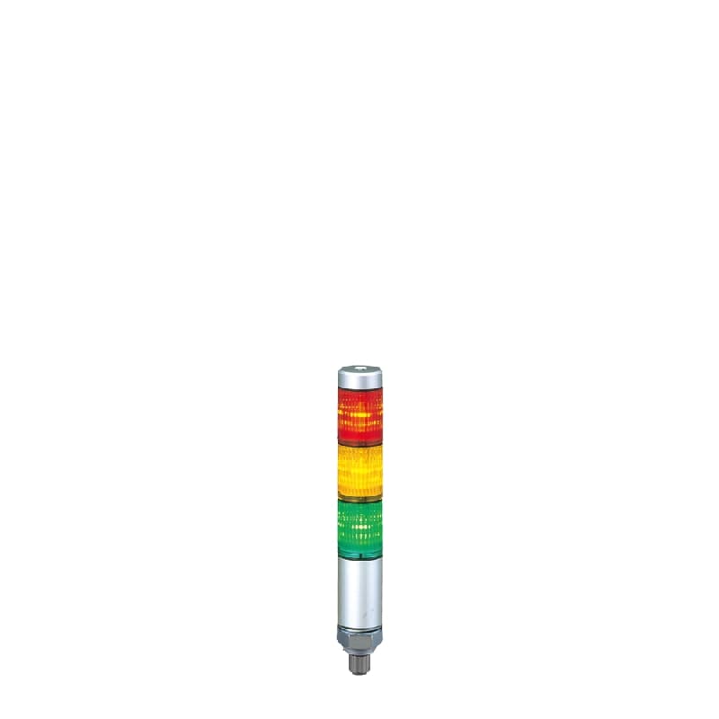 Patlite MPS-302C-RYG-FB247 30mm 3-Tier M12 LED Signal Tower, 24V DC, continuous only, direct mount, 45mm silver body LED mod: red, amber, green Patlite MPS-302C-RYG-FB247 30mm 3-Tier M12 LED Signal Tower, 24V DC, continuous only, direct mount, 45mm silver body LED mod: red, amber, green