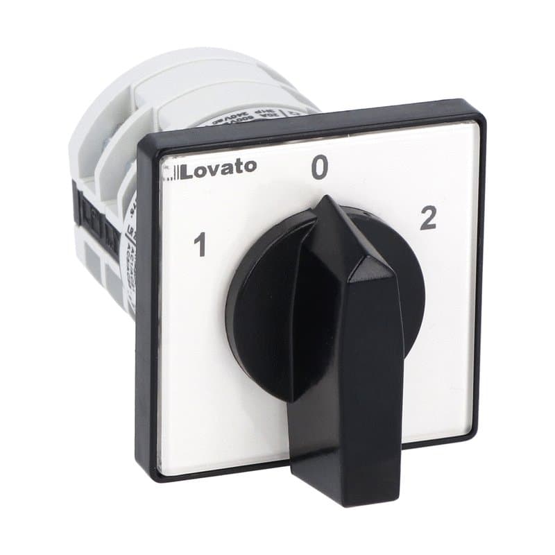 Lovato Electric 7GN2052U 7GN2052U Lovato - Rotary cam switch 7GN series, changeover switch 2 poles 20A, for front mounting with black handle, front plate 48X48mm Lovato Electric 7GN2052U 7GN2052U Lovato - Rotary cam switch 7GN series, changeover switch 2 poles 20A, for front mounting with black handle, front plate 48X48mm