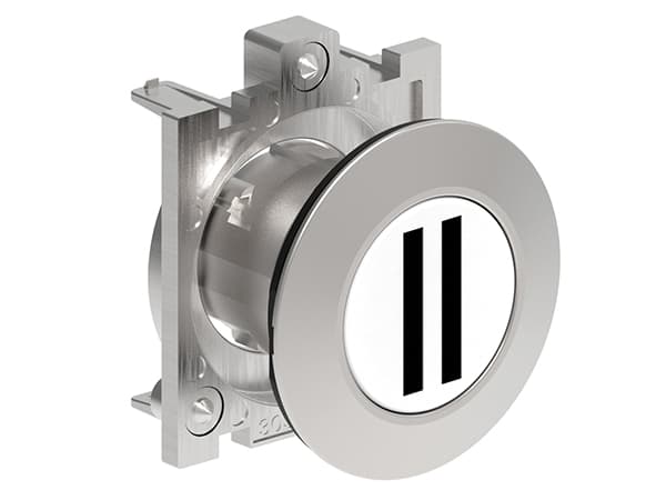 Lovato Electric LPFB1128 LPFB1128 Lovato - Pushbutton actuator, spring return, with symbol dia: 30mm Platinum series flat metal, flush, II/White Lovato Electric LPFB1128 LPFB1128 Lovato - Pushbutton actuator, spring return, with symbol dia: 30mm Platinum series flat metal, flush, II/White