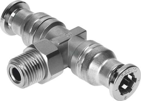 Festo 164206 push-in T-fitting CRQST-3/8-10 360° orientable, male thread with external hexagon. Size: Standard, Nominal size: 5,9 mm, Assembly position: Any, Design: T-shaped, Container size: 1 Festo 164206 push-in T-fitting CRQST-3/8-10 360° orientable, male thread with external hexagon. Size: Standard, Nominal size: 5,9 mm, Assembly position: Any, Design: T-shaped, Container size: 1