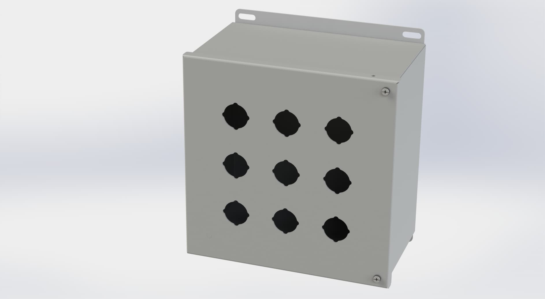 Saginaw Control SCE-9PBH Hinged PB Enclosure, Height:10.13", Width:10.00", Depth:6.00", ANSI-61 gray powder coating inside and out. Optional sub-panels are powder coated white. Saginaw Control SCE-9PBH Hinged PB Enclosure, Height:10.13", Width:10.00", Depth:6.00", ANSI-61 gray powder coating inside and out. Optional sub-panels are powder coated white.