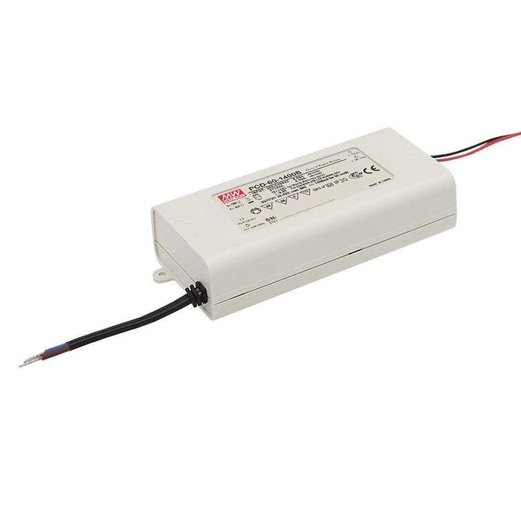 MEAN WELL PCD-60-2400B AC-DC Single output LED driver Constant Current (CC); Output 2.4A at 15-25Vdc; AC phase-cut dimming MEAN WELL PCD-60-2400B AC-DC Single output LED driver Constant Current (CC); Output 2.4A at 15-25Vdc; AC phase-cut dimming
