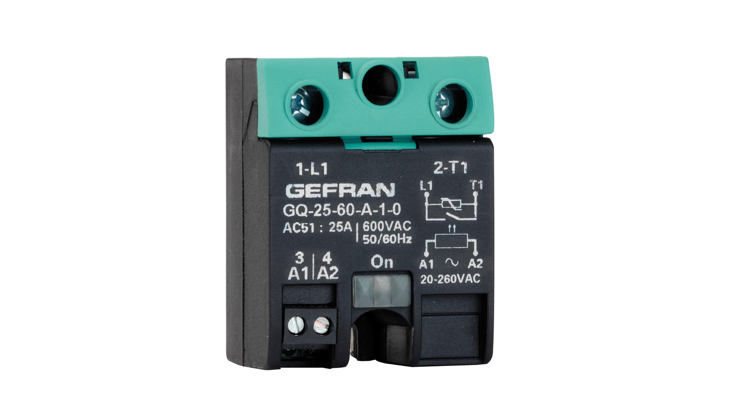 Sprecher + Schuh GQ-50-60-D-1-4 GQ Gefran Relay Panel Mount 1-Pole, 50A, 3-32V DC Control/600V AC Out Sprecher + Schuh GQ-50-60-D-1-4 GQ Gefran Relay Panel Mount 1-Pole, 50A, 3-32V DC Control/600V AC Out