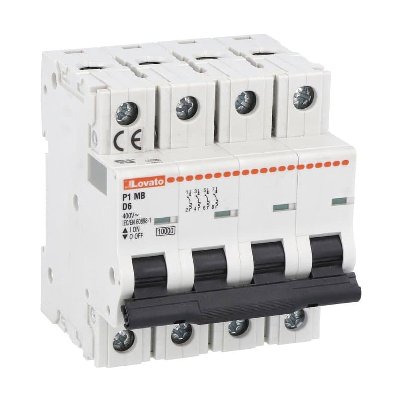 Lovato Electric P1MB4PD40 P1MB4PD40 Lovato - Miniature circuit breaker, 4P - 10kA. 4 modules, characteristic D, 40A Lovato Electric P1MB4PD40 P1MB4PD40 Lovato - Miniature circuit breaker, 4P - 10kA. 4 modules, characteristic D, 40A