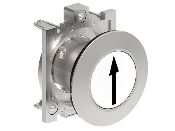 Lovato Electric LPFB1158 LPFB1158 Lovato - Pushbutton actuator, spring return, with symbol dia: 30mm Platinum series flat metal, flush, ‚Üë/White Lovato Electric LPFB1158 LPFB1158 Lovato - Pushbutton actuator, spring return, with symbol dia: 30mm Platinum series flat metal, flush, ‚Üë/White