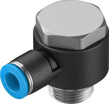Festo 186142 push-in L-fitting QSLV-G3/8-8 360° orientable, male thread with external hexagon. Size: Standard, Nominal size: 6 mm, Type of seal on screw-in stud: Sealing ring, Assembly position: Any, Container size: 10 Festo 186142 push-in L-fitting QSLV-G3/8-8 360° orientable, male thread with external hexagon. Size: Standard, Nominal size: 6 mm, Type of seal on screw-in stud: Sealing ring, Assembly position: Any, Container size: 10