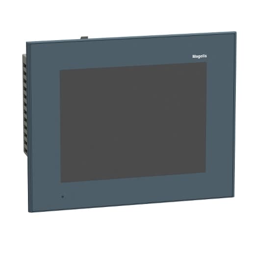 Schneider Electric HMIGTO4310FCW Schneider Electric HMIGTO4310FCW is a coated operator dialogue touchscreen HMI and Programmable Terminal (PT) designed for industrial applications. It features a 7.5" VGA TFT display with 65K color and LED backlight, offering a resolution of 640x480 pixels. This unit supports up to 32 groups of 64 recipes, allowing for a maximum of 1024 ingredients, and includes recipe curves with a log alarm log and a built-in real-time clock. For connectivity, it is equipped with USB mini-B and type A ports, two RJ45 ports, and a 9-pin D-Sub connector. The HMIGTO4310FCW operates on a 24Vdc supply voltage and offers a flush mounting mode. It is compatible with various communication protocols, including Modbus, Modbus TCP/IP, Uni-TE, RS-232C, RS-485, and Ethernet TCP/IP. The device has a memory capacity of 96MB for applications and supports a 4GB SD card for expansion. It operates within an ambient air temperature range of 0 to +55°C and can be stored in temperatures ranging from -20 to +60°C. The HMIGTO4310FCW is designed with an IP65, IP67, and NEMA 4X degree of protection for durability in harsh environments. Its electrical durability for the backlight is rated at 50,000 hours, and it runs on the Magelis Operating System. Schneider Electric HMIGTO4310FCW Schneider Electric HMIGTO4310FCW is a coated operator dialogue touchscreen HMI and Programmable Terminal (PT) designed for industrial applications. It features a 7.5" VGA TFT display with 65K color and LED backlight, offering a resolution of 640x480 pixels. This unit supports up to 32 groups of 64 recipes, allowing for a maximum of 1024 ingredients, and includes recipe curves with a log alarm log and a built-in real-time clock. For connectivity, it is equipped with USB mini-B and type A ports, two RJ45 ports, and a 9-pin D-Sub connector. The HMIGTO4310FCW operates on a 24Vdc supply voltage and offers a flush mounting mode. It is compatible with various communication protocols, including Modbus, Modbus TCP/IP, Uni-TE, RS-232C, RS-485, and Ethernet TCP/IP. The device has a memory capacity of 96MB for applications and supports a 4GB SD card for expansion. It operates within an ambient air temperature range of 0 to +55°C and can be stored in temperatures ranging from -20 to +60°C. The HMIGTO4310FCW is designed with an IP65, IP67, and NEMA 4X degree of protection for durability in harsh environments. Its electrical durability for the backlight is rated at 50,000 hours, and it runs on the Magelis Operating System.