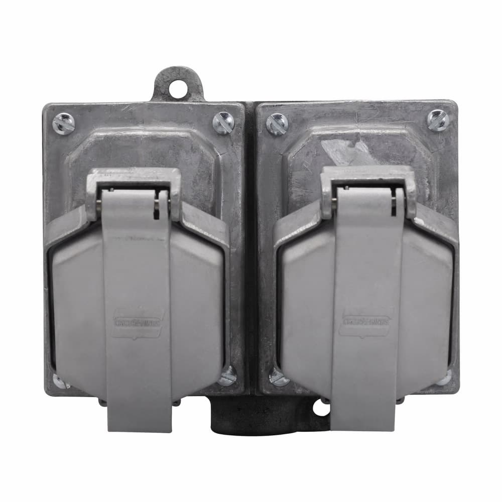 Eaton CPS732 202 Eaton Crouse-Hinds series Arktite CPS receptacle assembly, 7A/30A, Dead end, 3-wire, 4-pole, Brass contacts, 60 Hz, Style 2, 1 HP/3 HP, Copper-free alum, 2-gang, Factory sealed, 3/4", Delayed action circuit breaking, 125-250 Vac/480 Vac Eaton CPS732 202 Eaton Crouse-Hinds series Arktite CPS receptacle assembly, 7A/30A, Dead end, 3-wire, 4-pole, Brass contacts, 60 Hz, Style 2, 1 HP/3 HP, Copper-free alum, 2-gang, Factory sealed, 3/4", Delayed action circuit breaking, 125-250 Vac/480 Vac