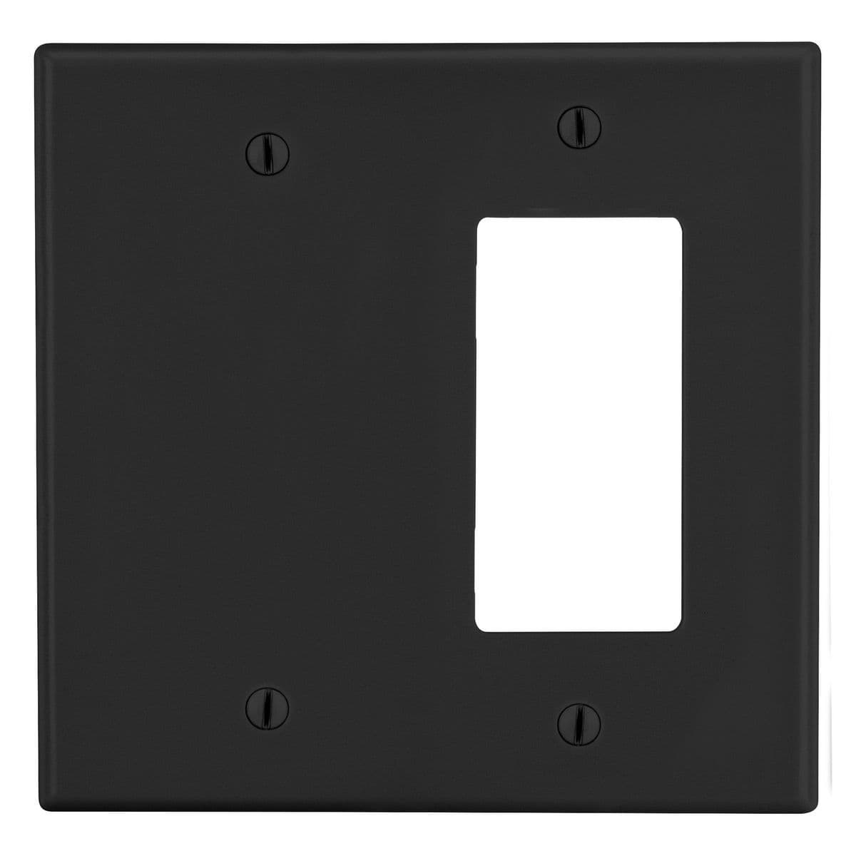 Hubbell PJ1326BK Wallplate, Mid-Size 2-Gang, 1) Decorator 1) Box Mount Blank, Black ; High-impact, self-extinguishing polycarbonate material ; More Rigid ; Sharp lines and less dimpling ; Smooth satin finish ; Blends into wall with an optimum finish ; Smooth Satin Finish Hubbell PJ1326BK Wallplate, Mid-Size 2-Gang, 1) Decorator 1) Box Mount Blank, Black ; High-impact, self-extinguishing polycarbonate material ; More Rigid ; Sharp lines and less dimpling ; Smooth satin finish ; Blends into wall with an optimum finish ; Smooth Satin Finish