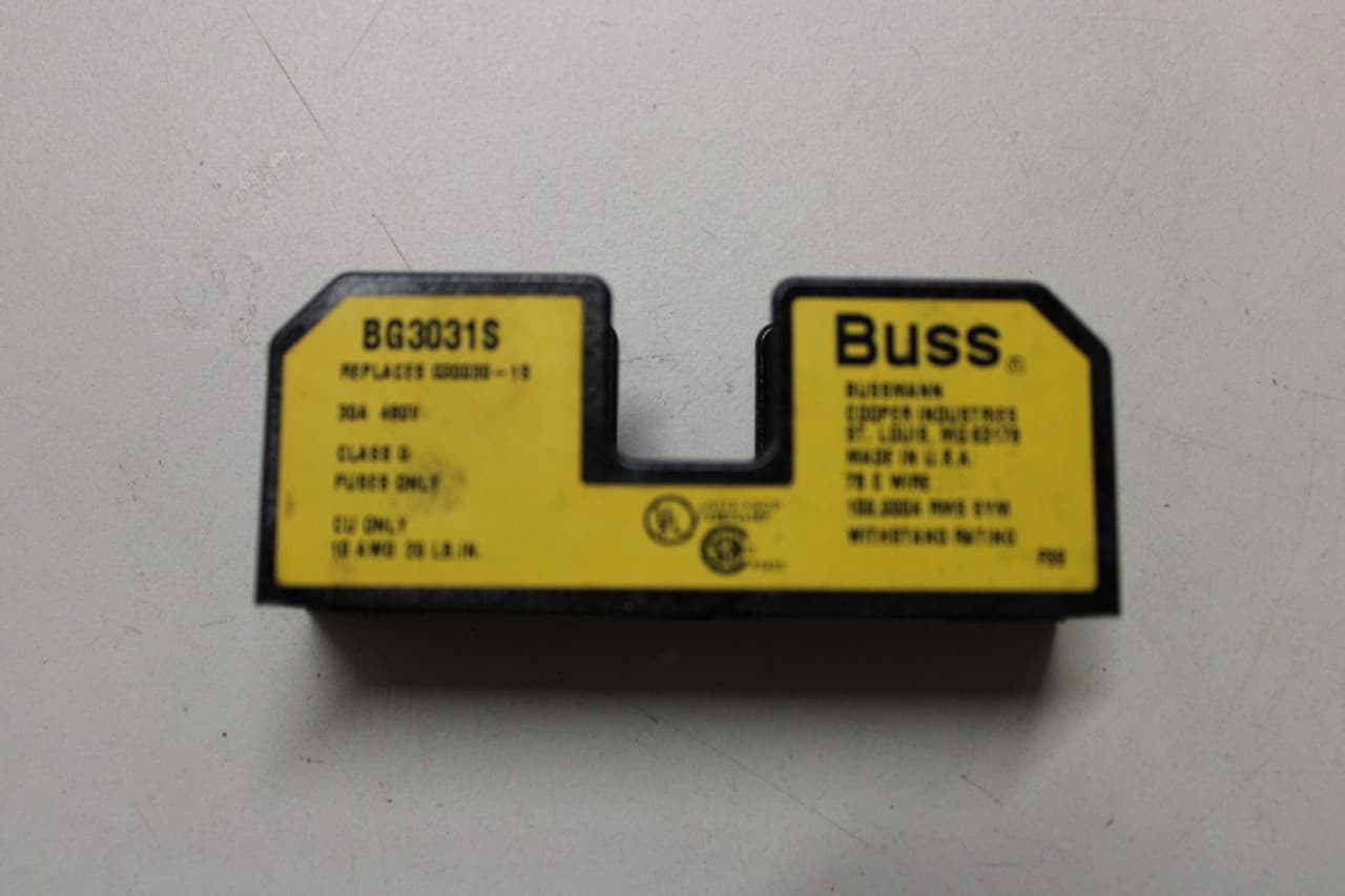 Cooper Bussmann BG3031S 480 V, 25 to 30 A, Thermoplastic, 1-Pole, Screw with Quick Connect Terminal, DIN Rail Adapter Mount, Class G, Barrier Cooper Bussmann BG3031S 480 V, 25 to 30 A, Thermoplastic, 1-Pole, Screw with Quick Connect Terminal, DIN Rail Adapter Mount, Class G, Barrier