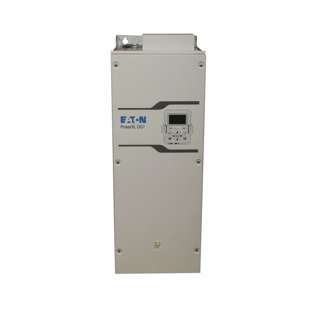 Eaton DG1-34170FN-C21C DG1-34170FN-C21C Eaton - Eaton PowerXL DG1 variable frequency drive, 380-500V input 90 kW 125 Hp CT 3PH 50/60 Hz 170A output IP21/type 1 enclosure FR6 LCD Internal EMC filter and DC choke EtherNet, RS-485, BACnet MS/TP, Modbus TCP and RTU ports 2 exp slots Eaton DG1-34170FN-C21C DG1-34170FN-C21C Eaton - Eaton PowerXL DG1 variable frequency drive, 380-500V input 90 kW 125 Hp CT 3PH 50/60 Hz 170A output IP21/type 1 enclosure FR6 LCD Internal EMC filter and DC choke EtherNet, RS-485, BACnet MS/TP, Modbus TCP and RTU ports 2 exp slots