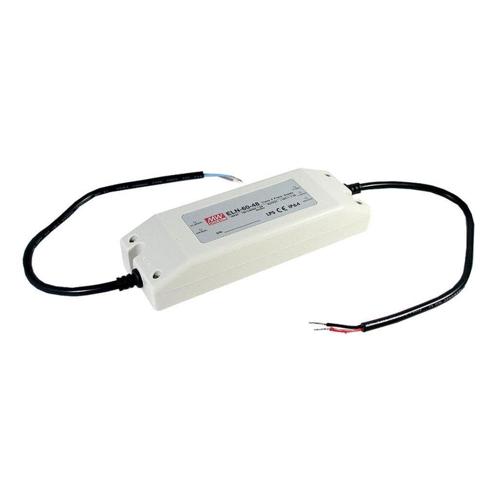 MEAN WELL ELN-60-9 AC-DC Single output LED driver Constant Current (CC); Output 9Vdc at 5A; ELN-60-9 is succeeded by NPF-60-12. MEAN WELL ELN-60-9 AC-DC Single output LED driver Constant Current (CC); Output 9Vdc at 5A; ELN-60-9 is succeeded by NPF-60-12.