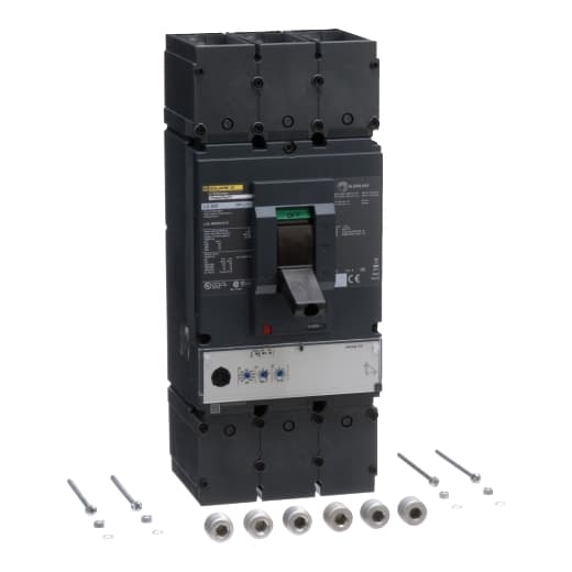 Schneider Electric LGL36600U31X Square D by Schneider Electric LGL36600U31X is a Moulded Case Circuit Breaker (MCCB) within the PowerPacT LGL sub-range, featuring a PowerPact L-Frame 600 Micrologic 3.3 (LI) design. It is a 3-pole (3P) device with a rated current of 600A and a rated insulation voltage (Ui) of 750 V. The rated voltage (AC) is 600Vac 600Y/347Vac, and it is designed for individual unit mount on plate with a net height of 382 mm, width of 153 mm, and depth of 171 mm. This MCCB offers protection functions including L (Long-time protection) and I (Instantaneous protection), with protection settings adjustable for overload (0.3...1 x In, 50A...150A) and short-circuit (1.5...11 x In, 900A...6600A). The connection type is lugs on both load and line sides, and it operates manually via a toggle. The degree of protection is IP40, with a rated operating voltage (Ue) of 690 V and a rated impulse voltage (Uimp) of 8 kV. The trip current rating is 600 AT, and the frame current rating is 600 AF. It has a short circuit breaking rating of 65kA at 240Vac, 35kA at 480Vac and 480Y/277Vac, 18kA at 600Vac and 600Y/347Vac, and 20kA at 500Vdc, all according to UL489 standards. The trip unit type is an electronic Micrologic Standard 3.3 (LI) with no display, and it falls under utilisation category A. Schneider Electric LGL36600U31X Square D by Schneider Electric LGL36600U31X is a Moulded Case Circuit Breaker (MCCB) within the PowerPacT LGL sub-range, featuring a PowerPact L-Frame 600 Micrologic 3.3 (LI) design. It is a 3-pole (3P) device with a rated current of 600A and a rated insulation voltage (Ui) of 750 V. The rated voltage (AC) is 600Vac 600Y/347Vac, and it is designed for individual unit mount on plate with a net height of 382 mm, width of 153 mm, and depth of 171 mm. This MCCB offers protection functions including L (Long-time protection) and I (Instantaneous protection), with protection settings adjustable for overload (0.3...1 x In, 50A...150A) and short-circuit (1.5...11 x In, 900A...6600A). The connection type is lugs on both load and line sides, and it operates manually via a toggle. The degree of protection is IP40, with a rated operating voltage (Ue) of 690 V and a rated impulse voltage (Uimp) of 8 kV. The trip current rating is 600 AT, and the frame current rating is 600 AF. It has a short circuit breaking rating of 65kA at 240Vac, 35kA at 480Vac and 480Y/277Vac, 18kA at 600Vac and 600Y/347Vac, and 20kA at 500Vdc, all according to UL489 standards. The trip unit type is an electronic Micrologic Standard 3.3 (LI) with no display, and it falls under utilisation category A.