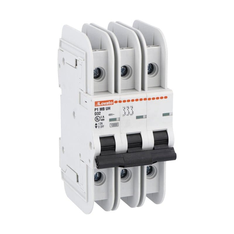Lovato Electric P1MBUH3PD32 P1MBUH3PD32 Lovato - Miniature circuit breaker, 3P - 10kA. 3 modules, characteristic D, 32A Lovato Electric P1MBUH3PD32 P1MBUH3PD32 Lovato - Miniature circuit breaker, 3P - 10kA. 3 modules, characteristic D, 32A