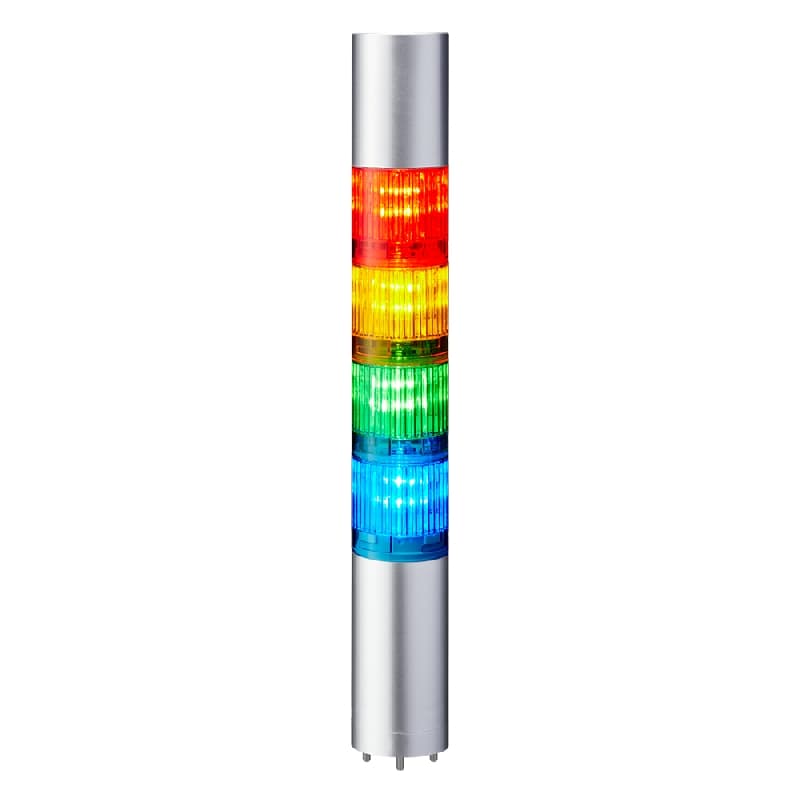 Patlite LR4-402WJBU-RYGB 40mm diameter UL CE IP65 24V DC, Direct Mount/3.3m Cable, Flashing/Buzzer, Silver, Red/Amber/Green/Blue Module Patlite LR4-402WJBU-RYGB 40mm diameter UL CE IP65 24V DC, Direct Mount/3.3m Cable, Flashing/Buzzer, Silver, Red/Amber/Green/Blue Module