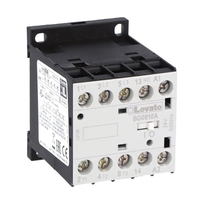 Lovato Electric 11BG0610A22060 11BG0610A22060 Lovato - Three-pole contactor, IEC operating current Ie (AC3) = 6A, AC coil 60Hz, 220VAC, 1NO auxiliary contact Lovato Electric 11BG0610A22060 11BG0610A22060 Lovato - Three-pole contactor, IEC operating current Ie (AC3) = 6A, AC coil 60Hz, 220VAC, 1NO auxiliary contact