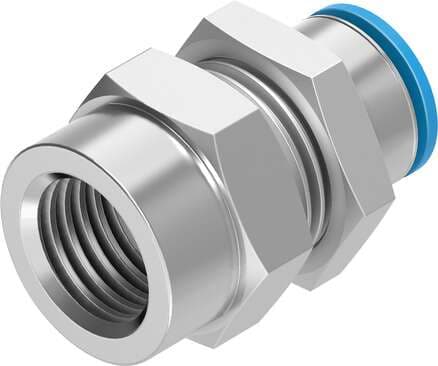Festo 153164 push-in bulkhead fitting QSSF-1/4-6-B with female thread. Size: Standard, Nominal size: 5 mm, Assembly position: Any, Container size: 10, Design structure: Push/pull principle Festo 153164 push-in bulkhead fitting QSSF-1/4-6-B with female thread. Size: Standard, Nominal size: 5 mm, Assembly position: Any, Container size: 10, Design structure: Push/pull principle