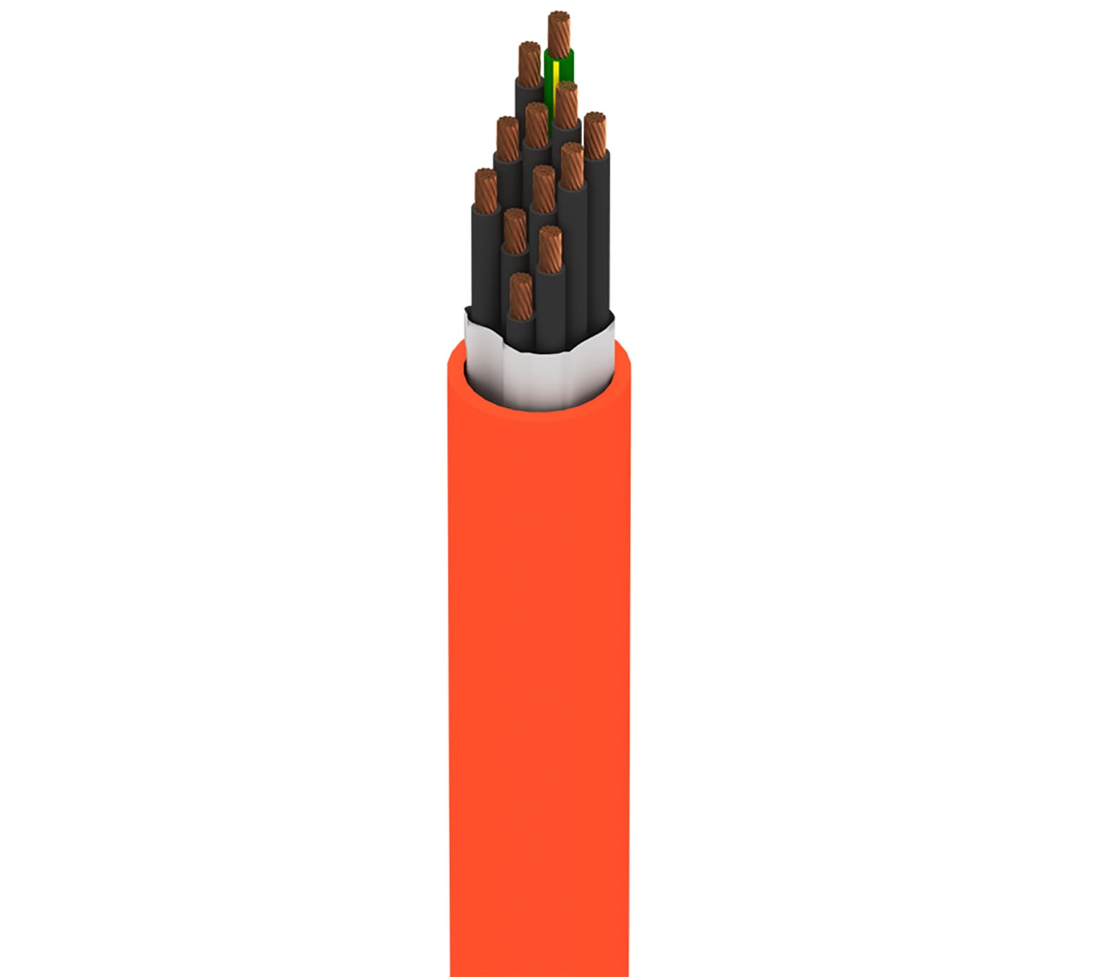 Belden 7127W 003250 MachFlex™ for High Flex, 11+1G Conductor 16AWG (168(7x24) x38) Bare Copper, PVC-NYL Insulation, TPE Outer Jacket, 1000V WTTC, 600V TC-ER, Orange, Reel, 250 ft Belden 7127W 003250 MachFlex™ for High Flex, 11+1G Conductor 16AWG (168(7x24) x38) Bare Copper, PVC-NYL Insulation, TPE Outer Jacket, 1000V WTTC, 600V TC-ER, Orange, Reel, 250 ft