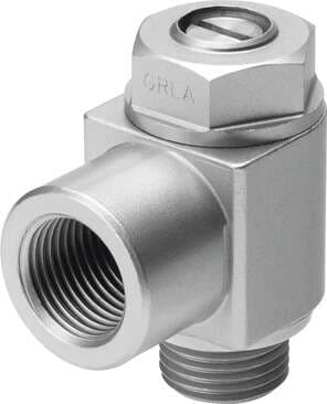 Festo 151572 one-way flow control valve GRLA-10-UNF-B Valve function: One-way flow control function for exhaust air, Pneumatic connection, port 1: 10-32 UNF-2B, Pneumatic connection, port 2: 10-32 UNF-2A, Adjusting element: Slotted head screw, Mounting type: Threade Festo 151572 one-way flow control valve GRLA-10-UNF-B Valve function: One-way flow control function for exhaust air, Pneumatic connection, port 1: 10-32 UNF-2B, Pneumatic connection, port 2: 10-32 UNF-2A, Adjusting element: Slotted head screw, Mounting type: Threade