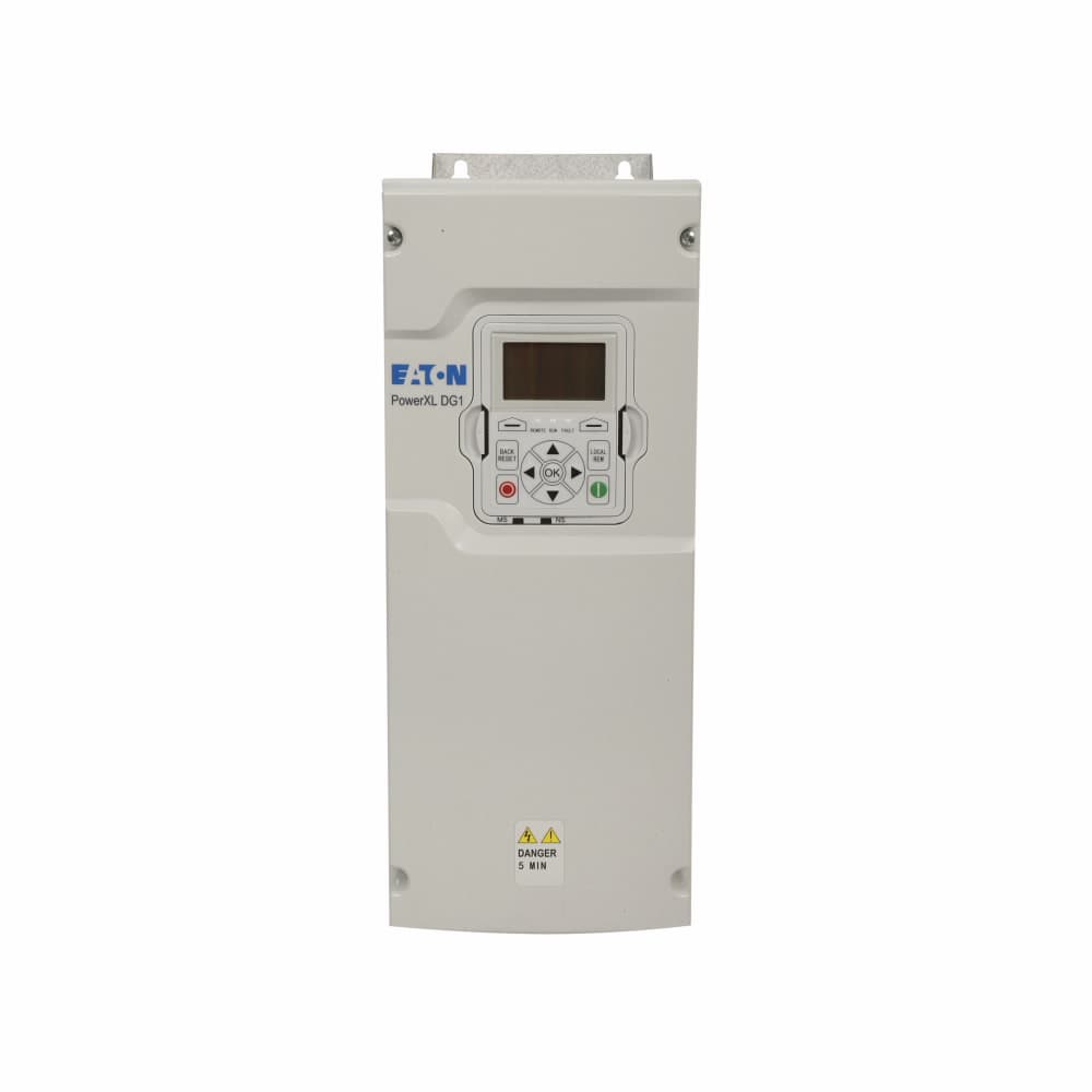 Eaton DG1-34031FB-C21C DG1-34031FB-C21C Eaton - Eaton PowerXL DG1 variable frequency drive, 525-600V input 15 kW 20 Hp CT, 3PH, 50/60 Hz, 31A ,output IP21/type 1 enclosure, FR4, LCD display, Internal EMC filter and DC choke EtherNet, RS-485 Eaton DG1-34031FB-C21C DG1-34031FB-C21C Eaton - Eaton PowerXL DG1 variable frequency drive, 525-600V input 15 kW 20 Hp CT, 3PH, 50/60 Hz, 31A ,output IP21/type 1 enclosure, FR4, LCD display, Internal EMC filter and DC choke EtherNet, RS-485