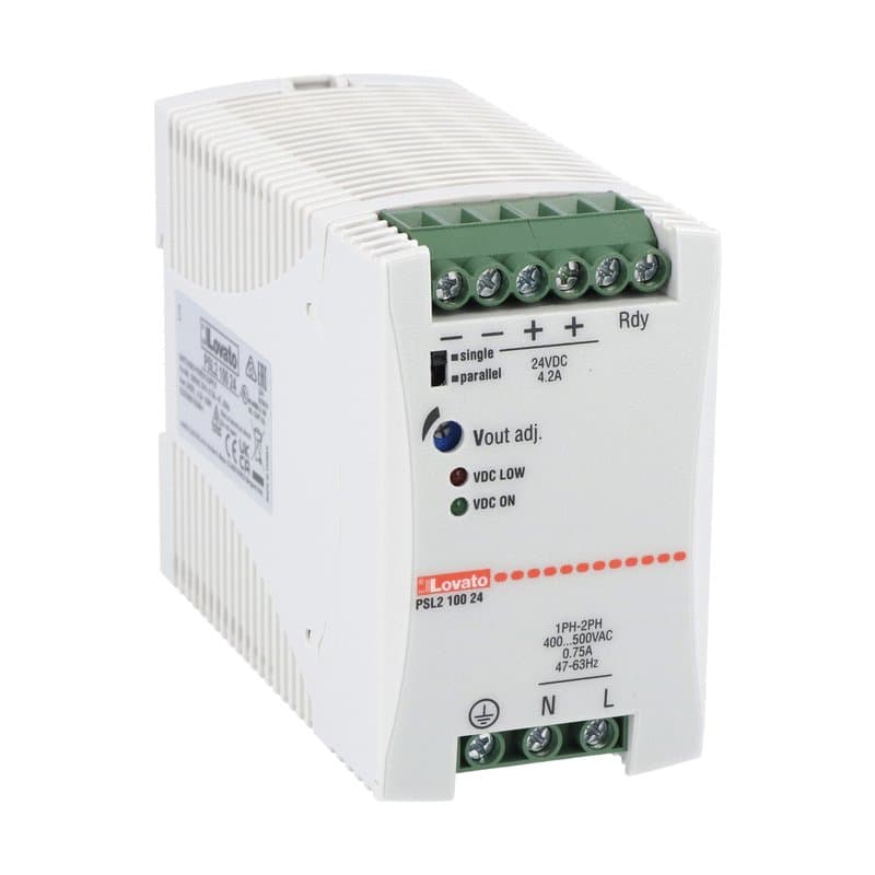 Lovato Electric PSL210024 PSL210024 Lovato - DIN rail switching power supply, two-phase. 24VDC, 4.2A/100W Lovato Electric PSL210024 PSL210024 Lovato - DIN rail switching power supply, two-phase. 24VDC, 4.2A/100W