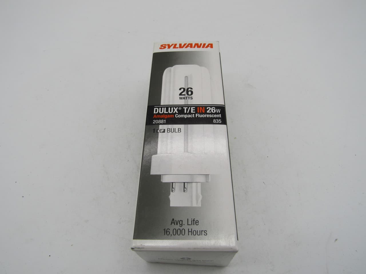 Sylvania CF26DT/E/IN/835/ECO 5" L, 26 W, 1745/1800 Lumen, 3500 K, 82 CRI, 16000 Hr Life, DULUX T/E/IN, 3-Tube, 4-Pin GX24Q-3 Base, T4, Lead-Free, Electronic/Dimmable Ballast Sylvania CF26DT/E/IN/835/ECO 5" L, 26 W, 1745/1800 Lumen, 3500 K, 82 CRI, 16000 Hr Life, DULUX T/E/IN, 3-Tube, 4-Pin GX24Q-3 Base, T4, Lead-Free, Electronic/Dimmable Ballast