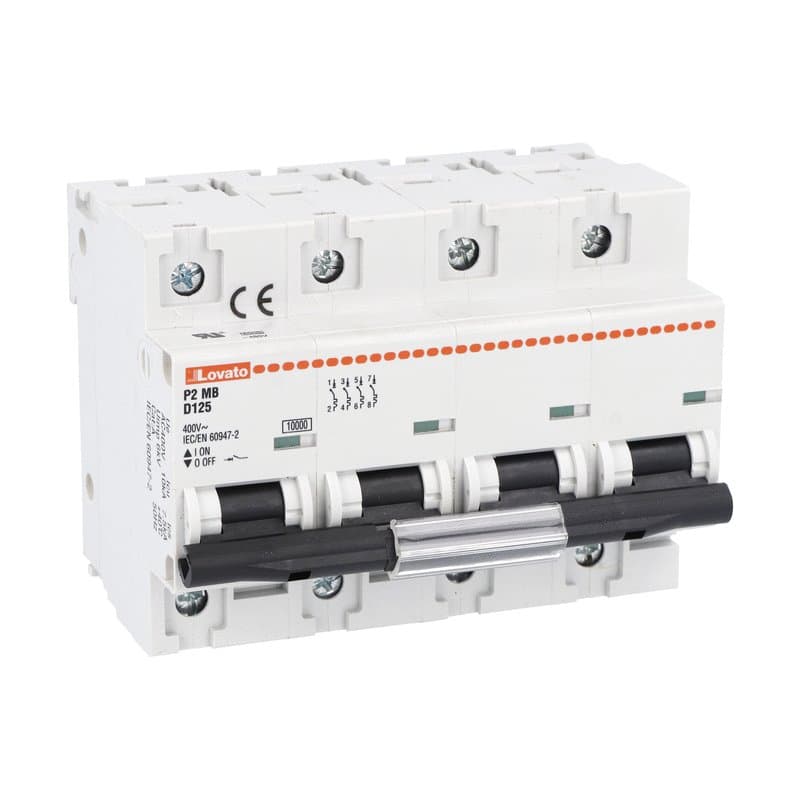 Lovato Electric P2MB4PD125 P2MB4PD125 Lovato - Miniature circuit breaker, 1P, 2P, 3P and 4P - 10kA, characteristic D, 125A Lovato Electric P2MB4PD125 P2MB4PD125 Lovato - Miniature circuit breaker, 1P, 2P, 3P and 4P - 10kA, characteristic D, 125A
