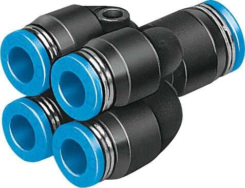 Festo 153210 multiple distributor QSQ-8-6 360° orientable, 4 outlets. Size: Standard, Nominal size: 3,2 mm, Assembly position: Any, Design structure: Push/pull principle, Container size: 1 Festo 153210 multiple distributor QSQ-8-6 360° orientable, 4 outlets. Size: Standard, Nominal size: 3,2 mm, Assembly position: Any, Design structure: Push/pull principle, Container size: 1