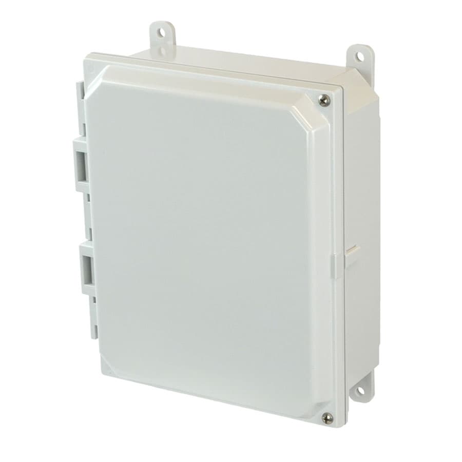Allied Moulded Products AMP1082H 10"x8"x2" POLYLINE® polycarbonate wall mount enclosure assembly with 2-screw hinged cover Allied Moulded Products AMP1082H 10"x8"x2" POLYLINE® polycarbonate wall mount enclosure assembly with 2-screw hinged cover