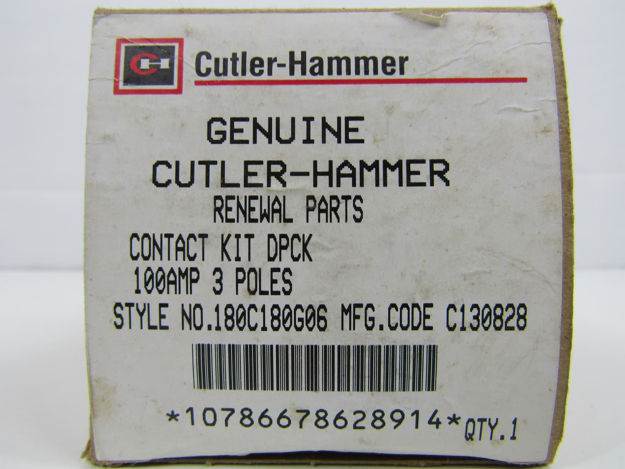 Eaton 180C180G06 180C180G06 Eaton - CONTACT KIT, TYPE DPCK, 100 AMP, 3 POLE Eaton 180C180G06 180C180G06 Eaton - CONTACT KIT, TYPE DPCK, 100 AMP, 3 POLE