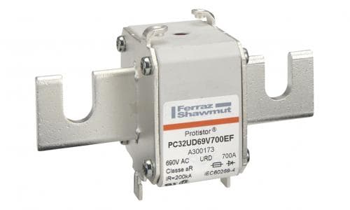 Mersen A300173 A300173 Mersen - Square Body High-Speed Fuse Protistor® Size 32 aR 690VAC IEC 700VAC UL 700A With Striker Open Slot Blades Mersen A300173 A300173 Mersen - Square Body High-Speed Fuse Protistor® Size 32 aR 690VAC IEC 700VAC UL 700A With Striker Open Slot Blades