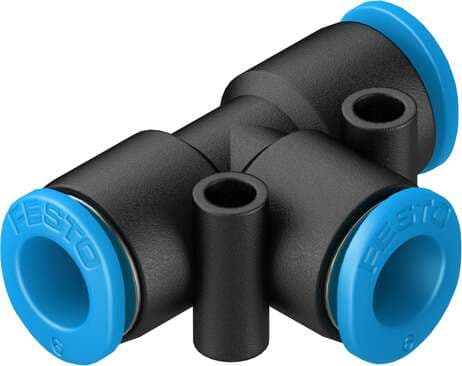 Festo 153367 push-in T-connector QSMT-6 Size: Mini, Nominal size: 3,4 mm, Assembly position: Any, Container size: 10, Design structure: Push/pull principle Festo 153367 push-in T-connector QSMT-6 Size: Mini, Nominal size: 3,4 mm, Assembly position: Any, Container size: 10, Design structure: Push/pull principle