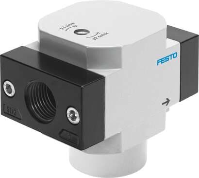 Festo 173919 on-off valve HEL-3/8-D-MIDI-NPT Used in conjunction with service units for gradual pressure build-up. The valve function is equivalent to a 2/2-way valve. Grid dimension: 55 mm, Exhaust-air function: throttleable, Type of actuation: pneumatic, Sealing pri Festo 173919 on-off valve HEL-3/8-D-MIDI-NPT Used in conjunction with service units for gradual pressure build-up. The valve function is equivalent to a 2/2-way valve. Grid dimension: 55 mm, Exhaust-air function: throttleable, Type of actuation: pneumatic, Sealing pri