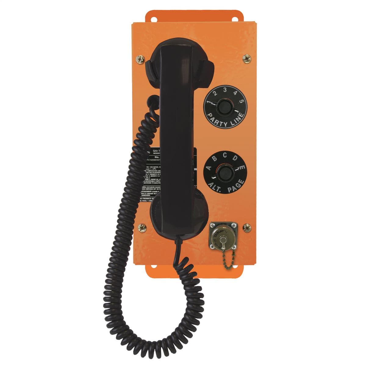 Hubbell 915-241S1R0 SP2 Indoor Handset/Speaker Station - 100-240 VAC - UL Class I, Div. 2 - Ethernet cable connection - 70/100V speaker output - Zone Selector Switch, RTU output - Headset jack, Orange finish, 6' PVC handset cord Hubbell 915-241S1R0 SP2 Indoor Handset/Speaker Station - 100-240 VAC - UL Class I, Div. 2 - Ethernet cable connection - 70/100V speaker output - Zone Selector Switch, RTU output - Headset jack, Orange finish, 6' PVC handset cord