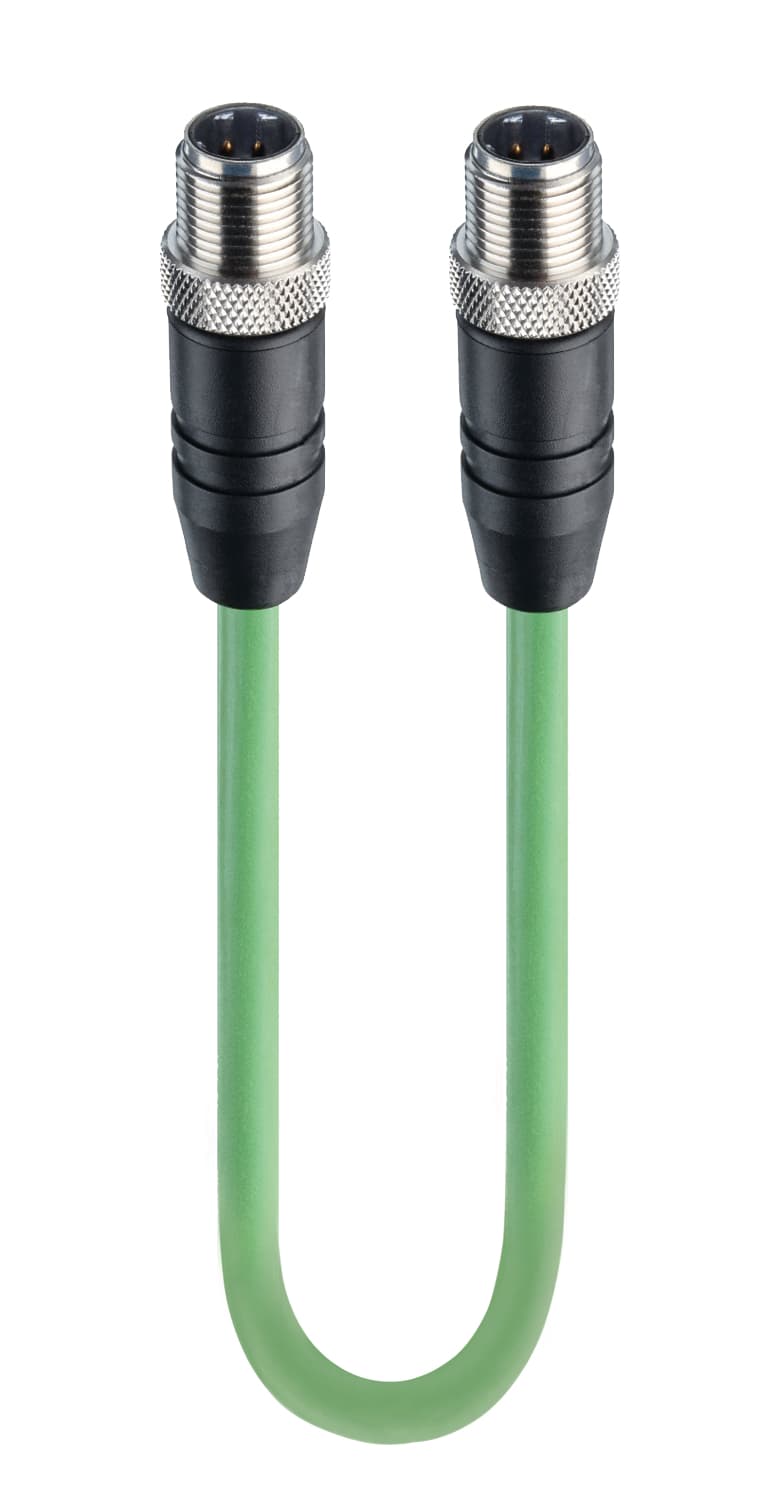 Belden 3360 Fast Ethernet Cat5e Data Double-Ended Cordset: Male straight D-coded black M12 Standard to male straight D-coded black M12 Standard, shielded, 50 V AC / 60 V DC, 4 A; TPE green cable, 4-wires, 0.38 mm², 0985 S4742 100/2 M, 2 m Belden 3360 Fast Ethernet Cat5e Data Double-Ended Cordset: Male straight D-coded black M12 Standard to male straight D-coded black M12 Standard, shielded, 50 V AC / 60 V DC, 4 A; TPE green cable, 4-wires, 0.38 mm², 0985 S4742 100/2 M, 2 m